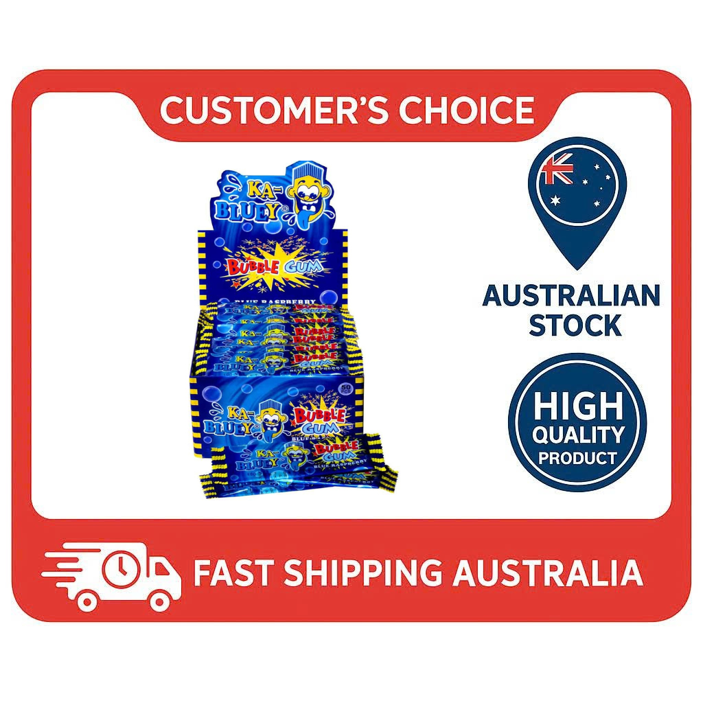AIT Ka-Bluey Bubble Gum Sticks - Bulk Box (50 x 9g) - Sour Blue Raspberry Chew