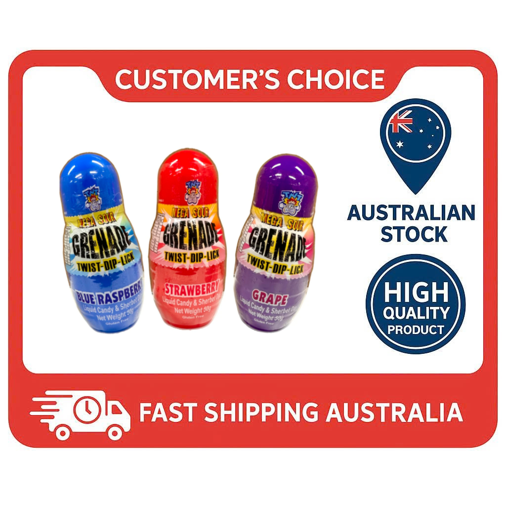 AIT Mega Sour Grenade Candy - Bulk Box (15 x 50g) - Extreme Sour Novelty Hard Candy