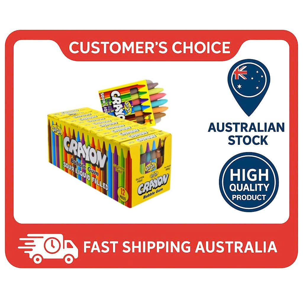 AIT JoJo Crayon Liquid Bubble Gum - Bulk Box (12 Units) - Fun Novelty Squeeze Candy