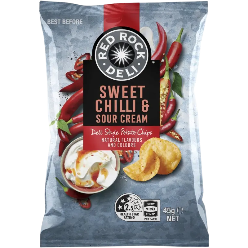 Red Rock Deli Sweet Chilli & Sour Cream Potato Chips 45g x 18