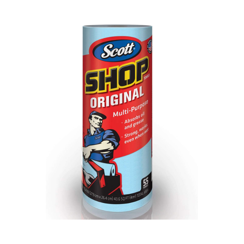 Scott Shop Towels 10-Pack - 55 Towels Per Roll - Strong, Absorbent, Multi-Purpose, 11 x 10.4 Inches