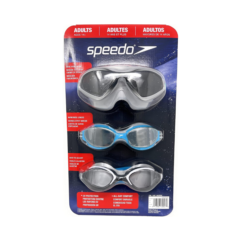 Speedo 3 Pack Adult Swimming Goggles - Colors May Vary