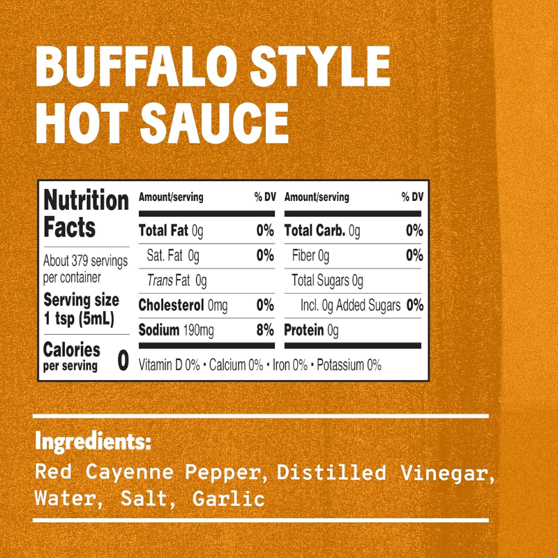 Tabasco Buffalo Style Pepper Sauce 1.89L, Thick & Tangy, Perfect for Wings & Dips, Gluten-Free