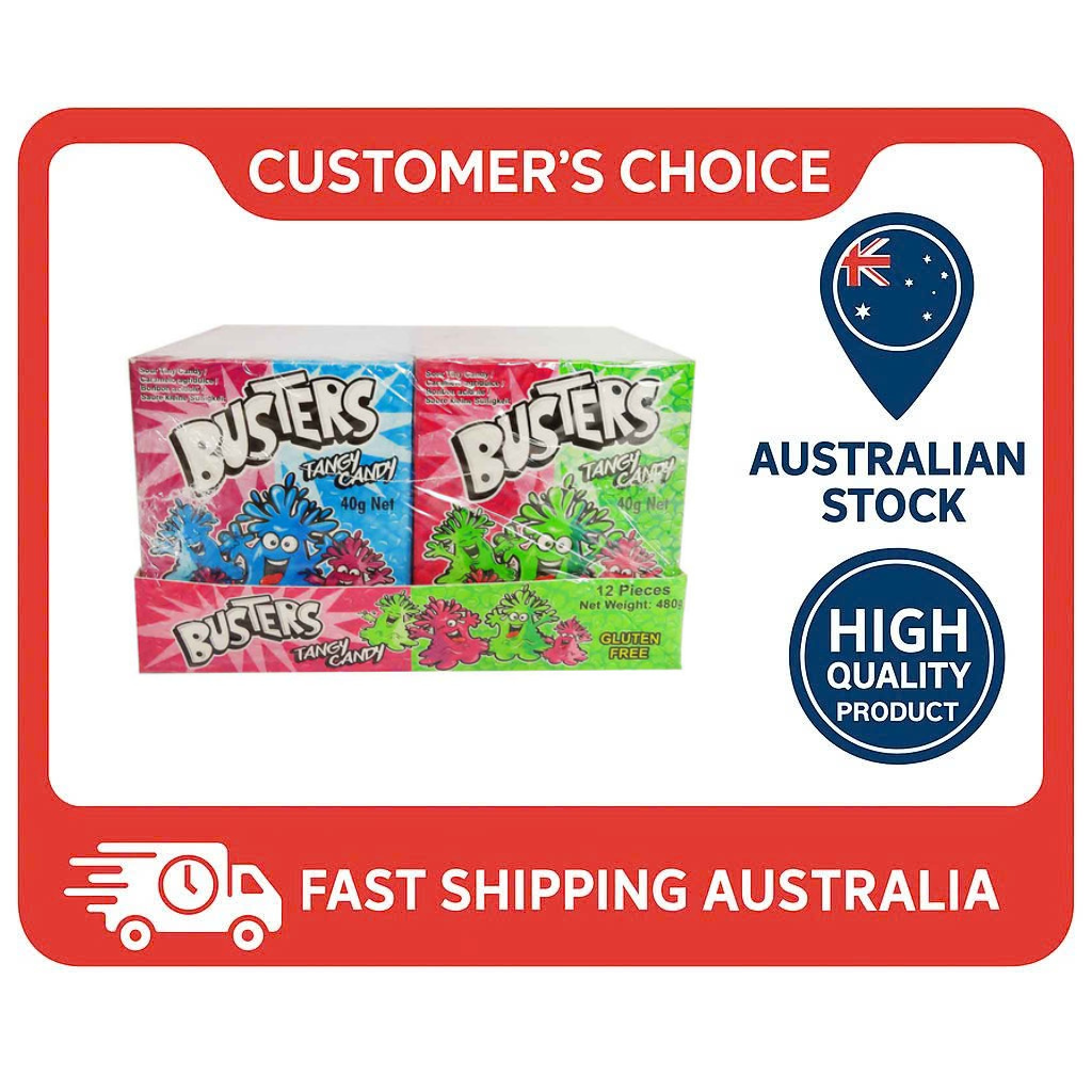 AIT Busters Tangy Candy 40g x 12 Units – Crunchy & Fruity Mini Sweets with a Tangy Twist