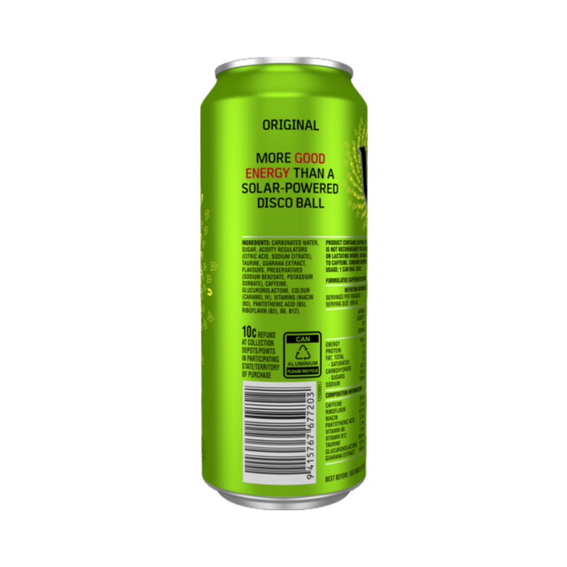 V Green Guarana Energy Drink Can 24 x 330 ml