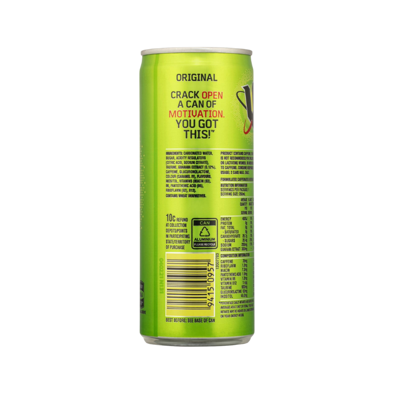 V Green Guarana Energy Drink Can 24 x 330 ml