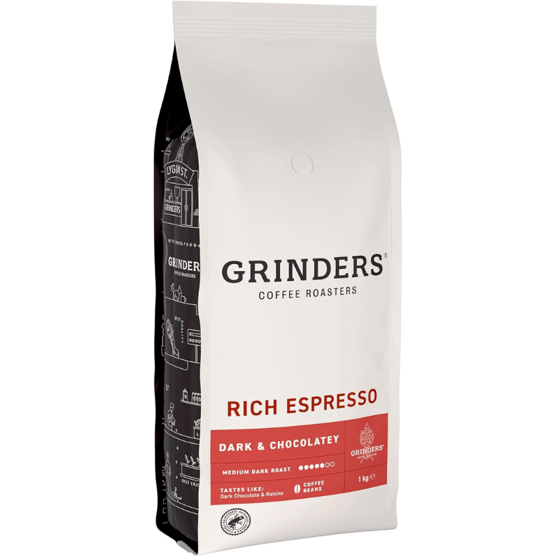 Grinders Rich Espresso Coffee Beans – Full-Bodied & Smooth – 1kg