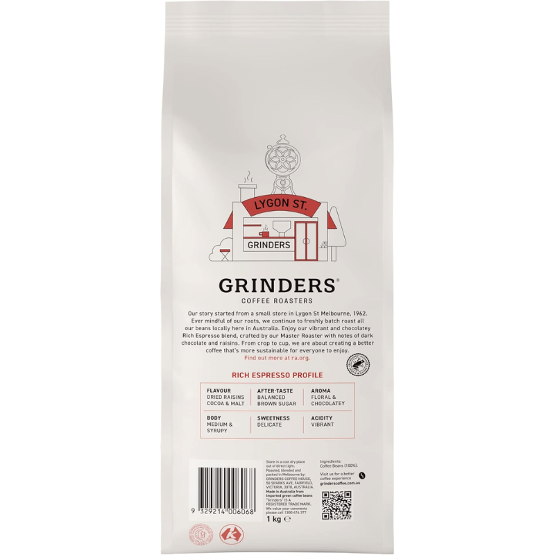 Grinders Rich Espresso Coffee Beans – Full-Bodied & Smooth – 1kg