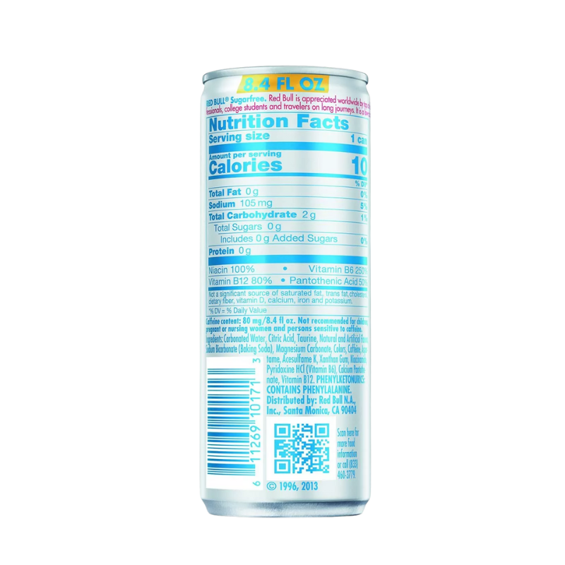 Red bull sugarfree can energy drink 250ml x 24