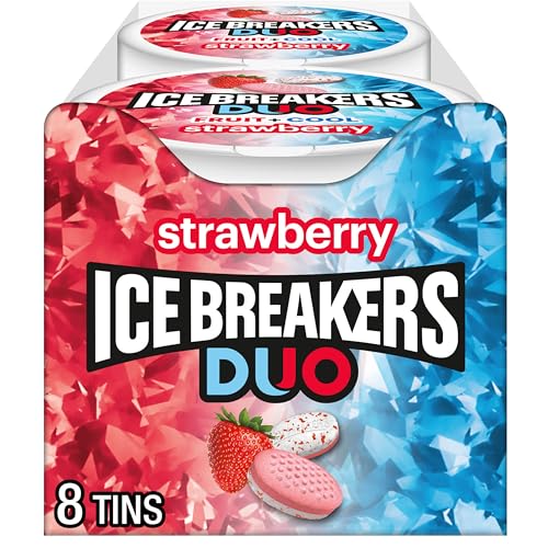 ICE BREAKERS Duo Sugar Free Mints, Strawberry, 1.3 Ounce, Pack of 8