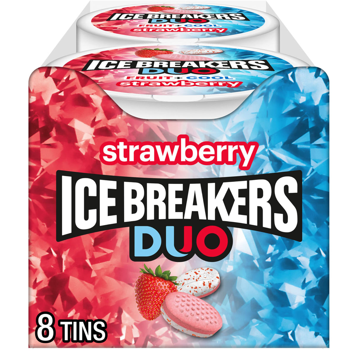 ICE BREAKERS Duo Sugar Free Mints, Strawberry, 1.3 Ounce, Pack of 8