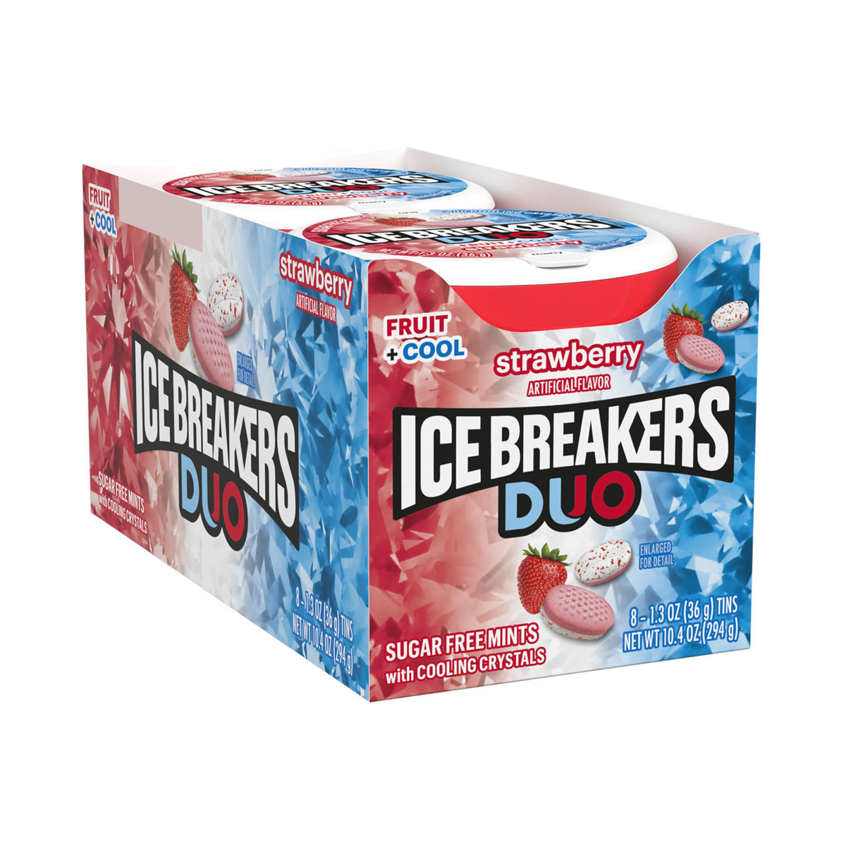ICE BREAKERS Duo Sugar Free Mints, Strawberry, 1.3 Ounce, Pack of 8
