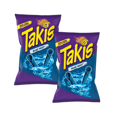 Blue Heat Takis Chilli Pepper Chips 93.2g - 2 Packs - American Snack - Bulk Value Pack