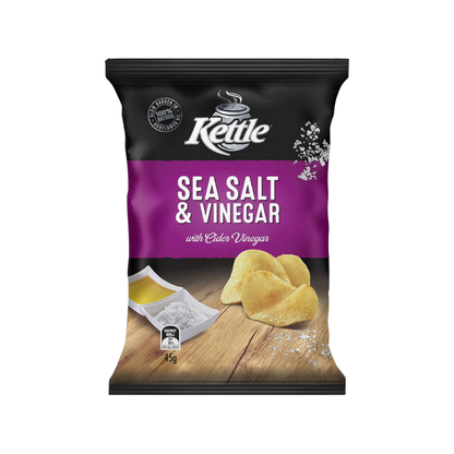 Kettle Sea Salt & Vinegar Potato Chips, 18 x 45g