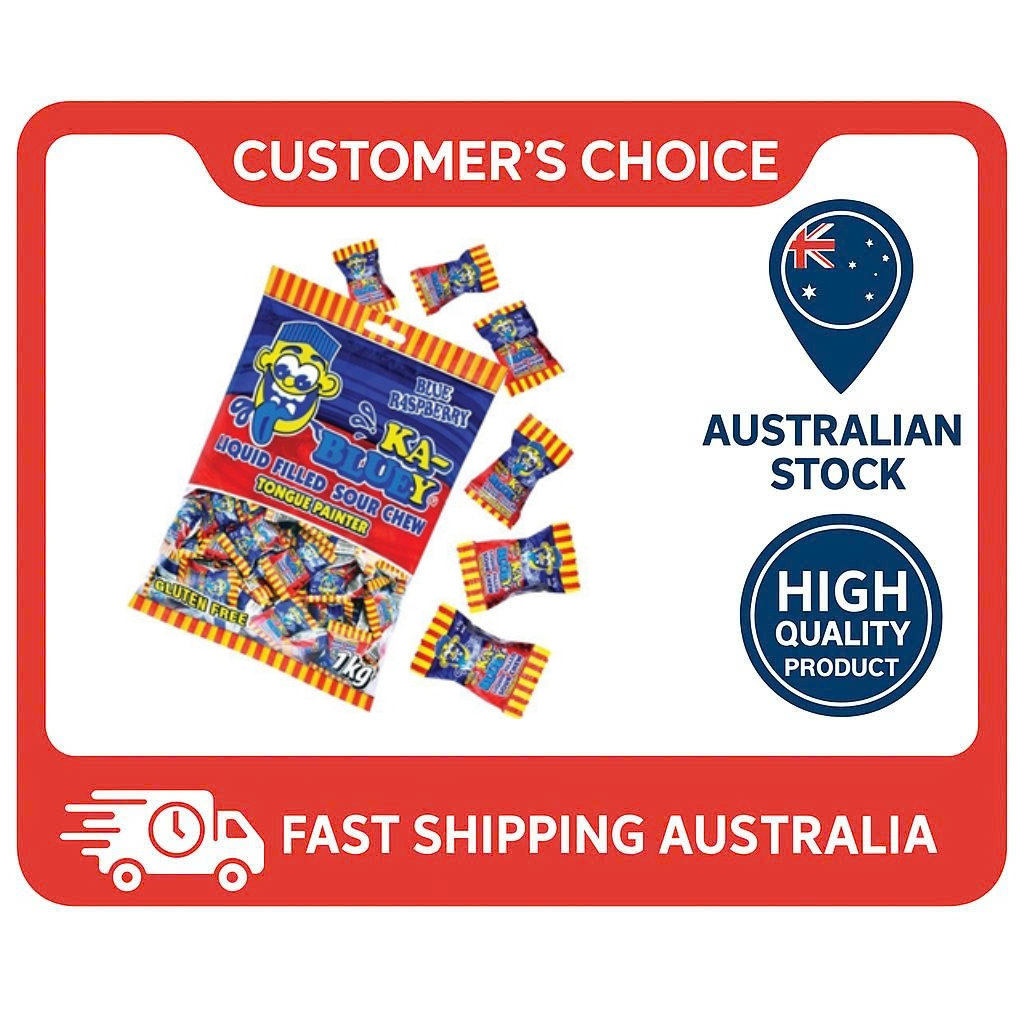 AIT Ka-Bluey Sour Chews - 1kg Bulk Bag - Blue Raspberry Tongue Painter Candy