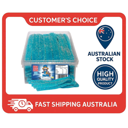 AIT Ka-Bluey Sour Straps - 1.68kg Bulk Bag (Approx. 200 Pcs) - Blue Raspberry / Mixed Fruit
