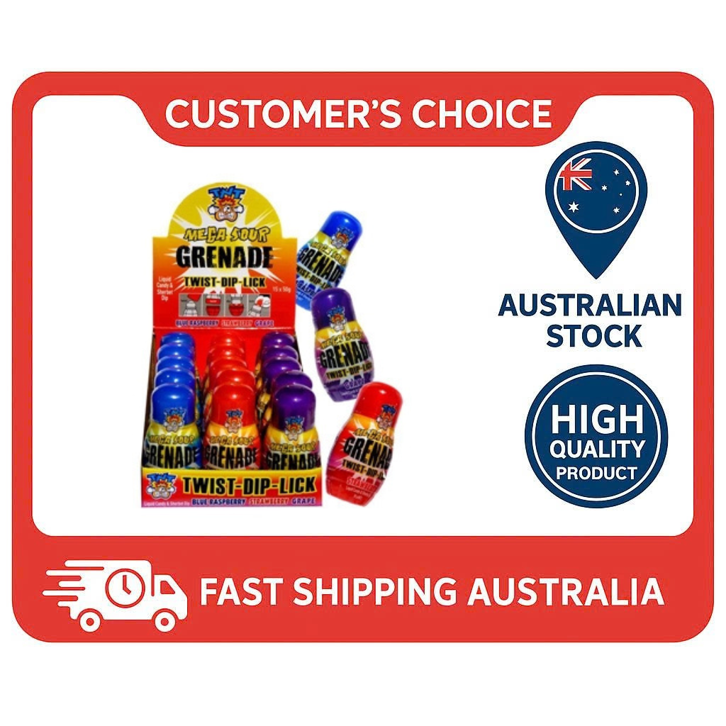 AIT Mega Sour Grenade Candy - Bulk Box (15 x 50g) - Extreme Sour Novelty Hard Candy