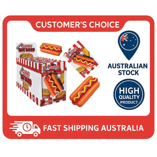 AIT Super Gummy Hot Dog - Bulk Box (12 x 150g) - Giant Tutti Frutti Candy