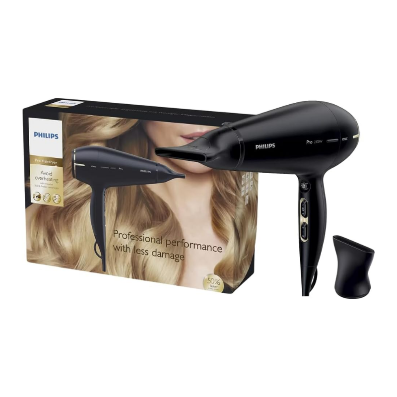 Philips Prestige Pro Hair Dryer with Style & Protect Nozzle, Black, HPS920/00