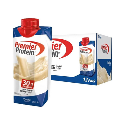 Premier Protein Vanilla Shake, Muscle Recovery, Low Fat, 1g of Sugar, 30g of Protein, 12 x 325ml