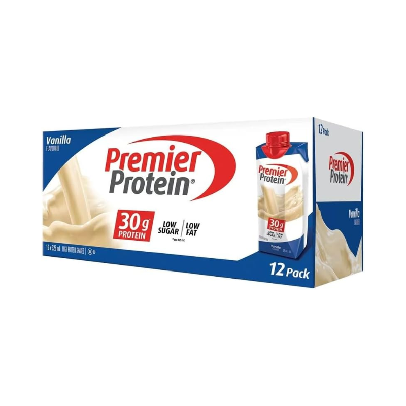 Premier Protein Vanilla Shake, Muscle Recovery, Low Fat, 1g of Sugar, 30g of Protein, 12 x 325ml