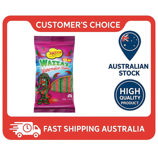 Wazza’s Belts Watermelon 160G x 12 Units – Sour Candy Straps