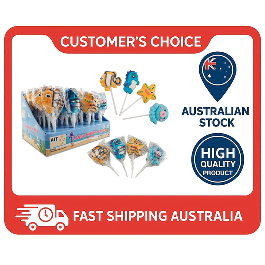AIT Aqua Mallow Pop 15g (Box of 24) – Ocean-Themed Marshmallow Lollipops for Kids