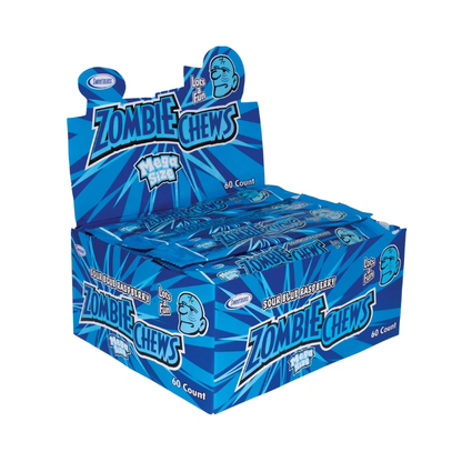 Zombie Chews Sour Blue Raspberry Flavour Chews, 60 x 28 Grams