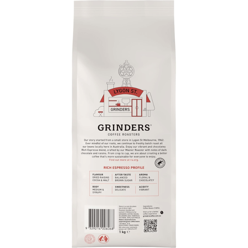 Grinders Rich Espresso Coffee Beans – Full-Bodied &amp; Smooth – 1kg