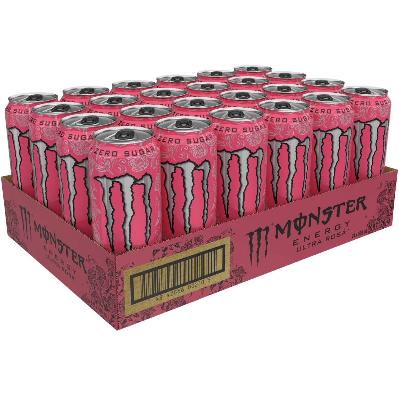 Monster Energy Ultra Rosa 500ml – Sugar-Free Energy Drink with Fruity Flavor - 24 x 500 mL