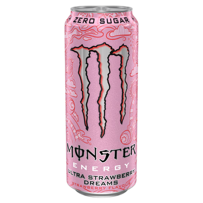 Monster Energy Ultra Strawberry 500ml – Sugar-Free Energy Drink with Berry Flavor - 24 x 500 mL