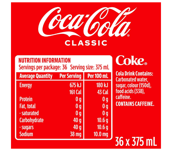 Coca-Cola Classic Soft Drink Multipack Cans 36 x 375mL