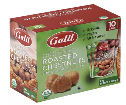 Galil Organic Roasted Chestnuts 10 Packs x 100g Shelled Ready To Eat