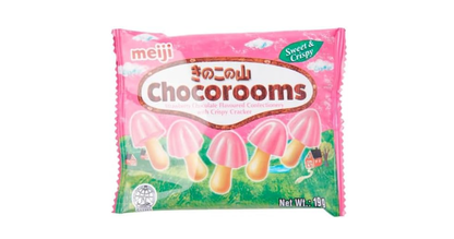 Meiji Chocorooms Strawberry – Fun Mushroom-Shaped Strawberry & Chocolate Crackers, 24 Packs (456g Total)