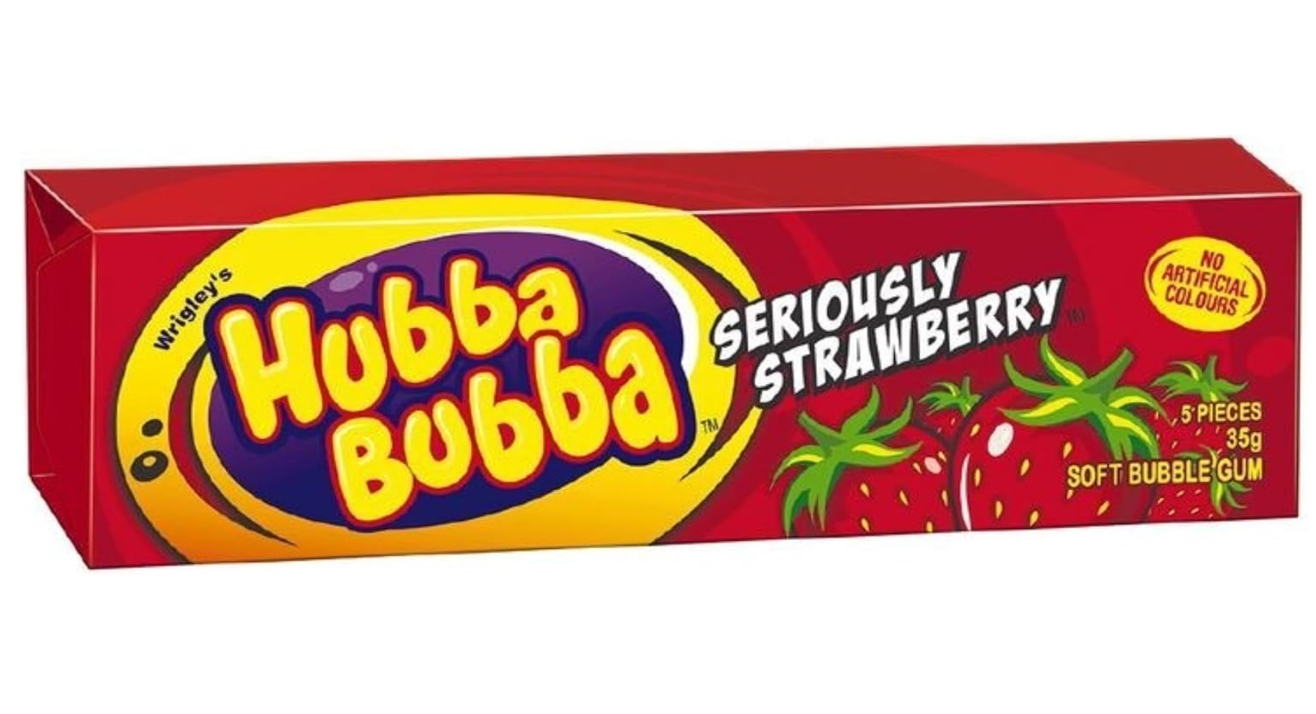 Wrigley's Hubba Bubba Seriously Strawberry Bubble Gum 20 x 5-Pieces