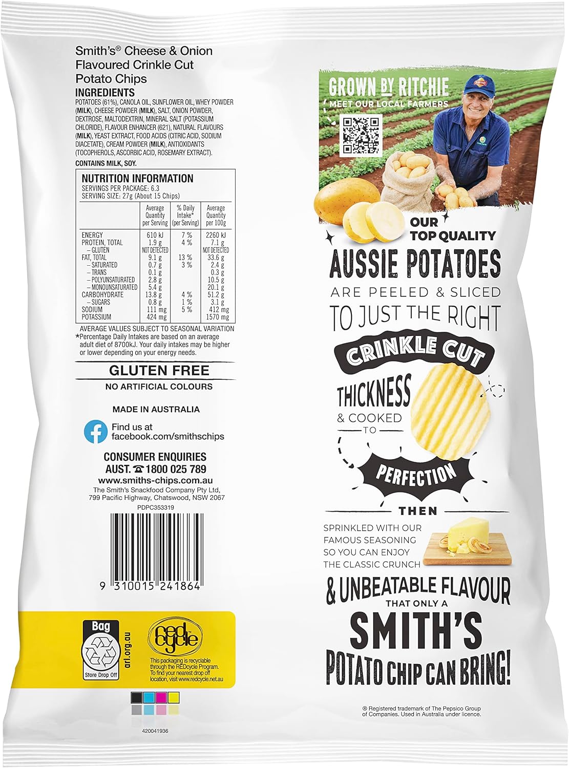 Smith's Crinkle Cut Cheese & Onion 18 x 45g | Neximax Deals