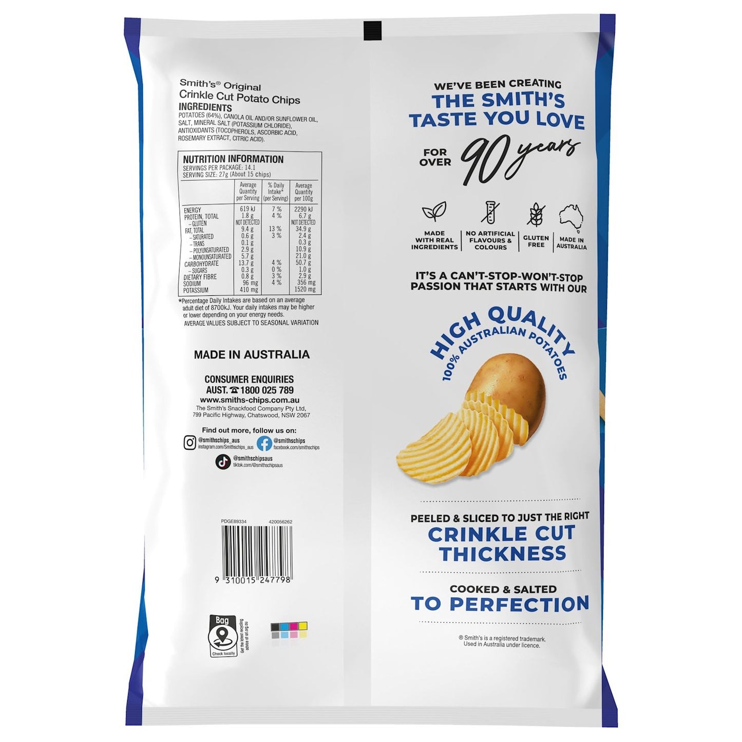 Smith's Crinkle Cut Original (Party Size) 6 x 380g | Neximax Deals