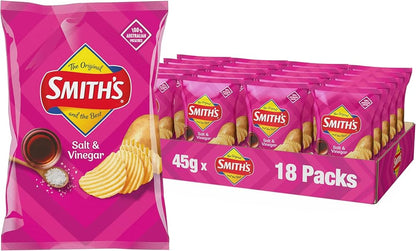 Smith's Crinkle Cut Potato Chips Salt And Vinegar 18 X 45 G | Neximax Deals