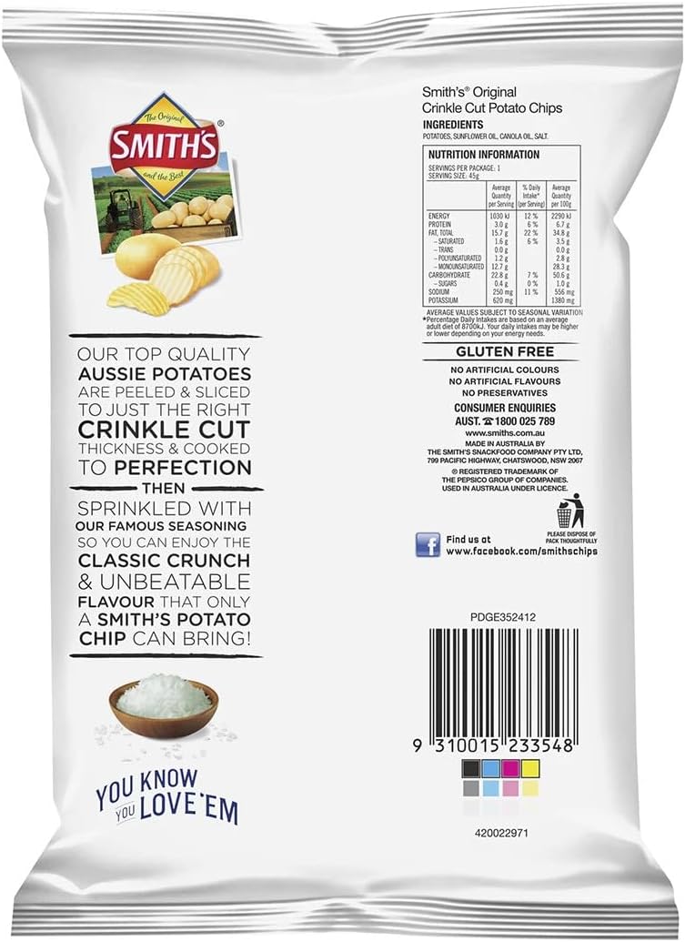 Smith's Crinkle Original 18 x 45g | Neximax Deals