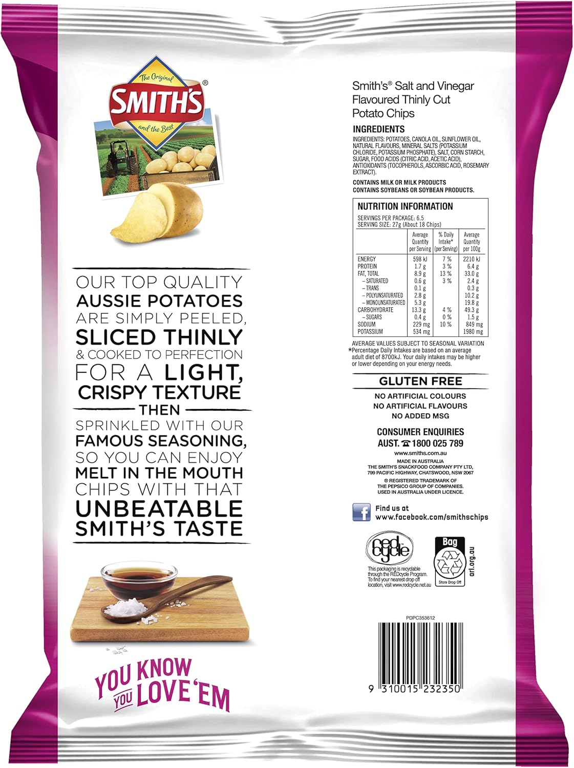 Smith's Thinly Cut Salt & Vinegar 12 x 175g | Neximax Deals