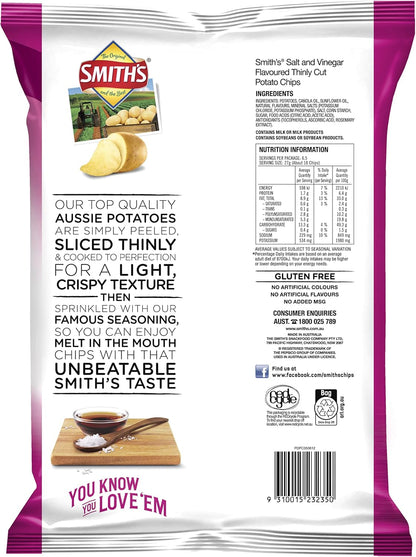 Smith's Thinly Cut Salt & Vinegar 12 x 175g | Neximax Deals