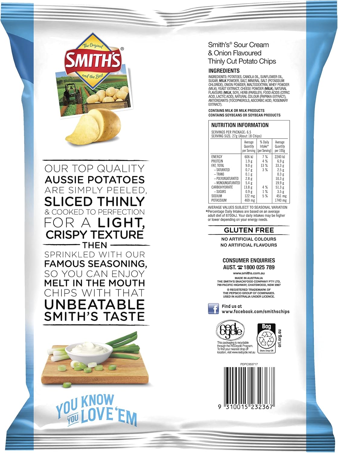 Smith's Thinly Cut Sour Cream & Onion 12 x 175g | Neximax Deals