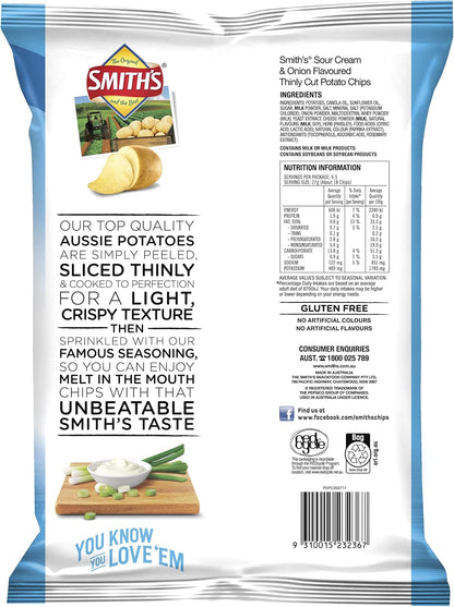Smith's Thinly Cut Sour Cream & Onion 12 x 175g | Neximax Deals
